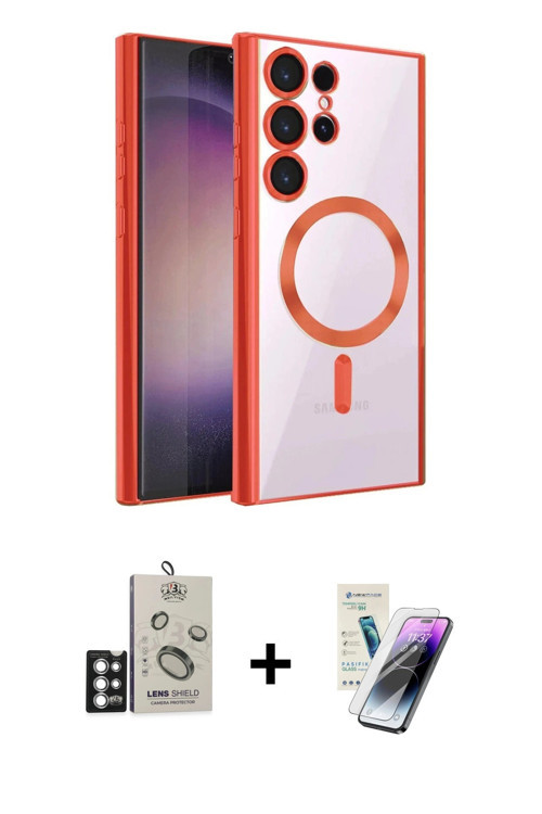 ieg™ Galaxy S25 Ultra Kılıf Nova Işık Özel Seri - Şeffaf Pasifik Cam Ekran Koruyucu + Gümüş Bilvis T