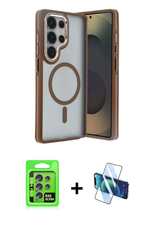 ieg™ Galaxy S25 Ultra Kılıf Yörünge Klasik - Siyah 3D Antistatik Seramik Nano Ekran Koruyucu + Natur