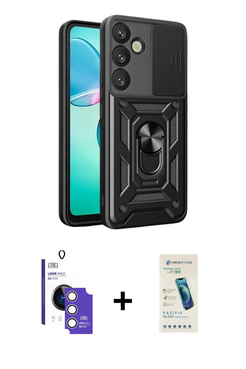 ieg™ Galaxy S26 Kılıf Ahenk Klasik - Şeffaf Pasifik Cam Ekran Koruyucu + Gümüş Bilvis Titan Kamera L