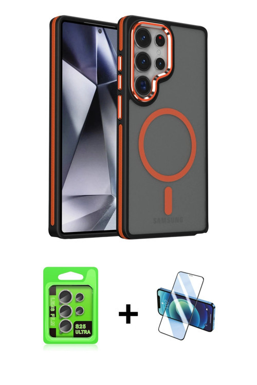 ieg™ Galaxy S25 Ultra Kılıf Yörünge Klasik - Siyah 3D Antistatik Seramik Nano Ekran Koruyucu + Natur