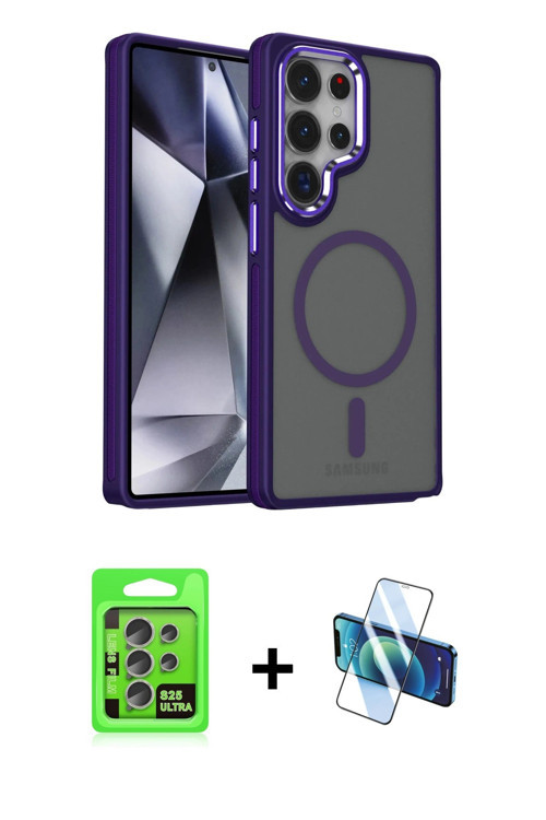 ieg™ Galaxy S25 Ultra Kılıf Yörünge Klasik - Siyah 3D Antistatik Seramik Nano Ekran Koruyucu + Natur