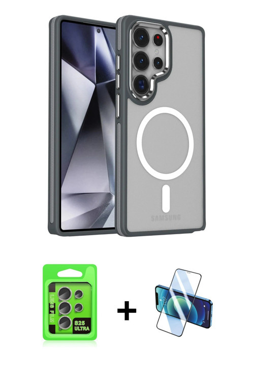ieg™ Galaxy S25 Ultra Kılıf Yörünge Klasik - Siyah 3D Antistatik Seramik Nano Ekran Koruyucu + Natur