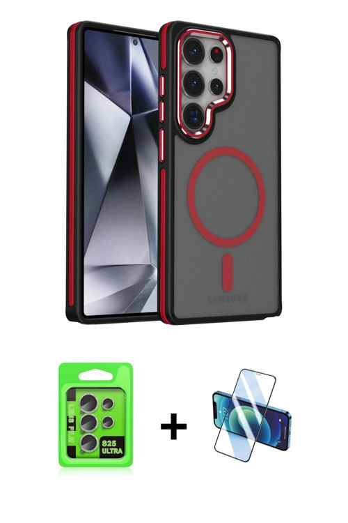 ieg™ Galaxy S25 Ultra Kılıf Yörünge Klasik - Siyah 3D Antistatik Seramik Nano Ekran Koruyucu + Natur
