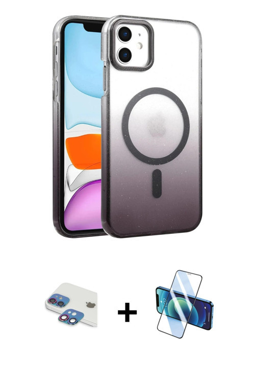 ieg™ iPhone 11 Kılıf Ahenk Doku Özel Seri - Siyah 3D Antistatik Seramik Nano Ekran Koruyucu + Gökkuş