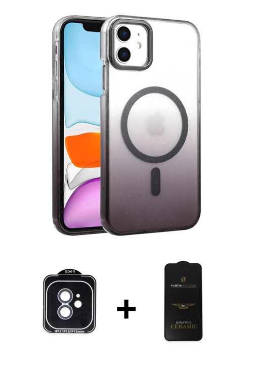 ieg™ iPhone 11 Kılıf Ahenk Doku Özel Seri - Siyah 6D Antistatik Mat Seramik Hayalet Nano Ekran Koruy