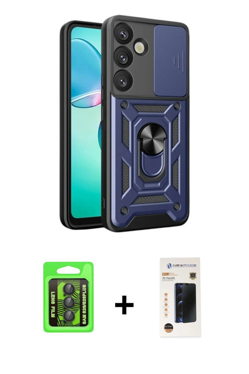 ieg™ Galaxy S26 Plus Kılıf Ahenk Klasik - Siyah 3D Antistatik Hayalet Cam Ekran Koruyucu + Siyah Raz