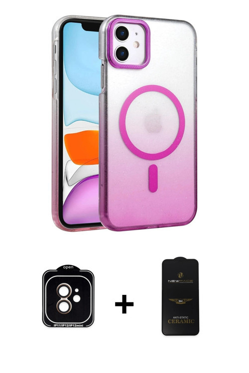 ieg™ iPhone 11 Kılıf Ahenk Doku Özel Seri - Siyah 6D Antistatik Mat Seramik Hayalet Nano Ekran Koruy