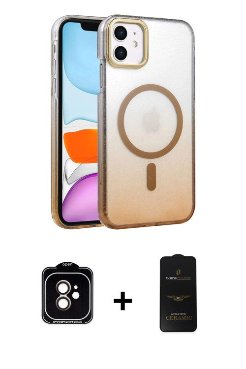 ieg™ iPhone 11 Kılıf Ahenk Doku Özel Seri - Siyah 6D Antistatik Mat Seramik Hayalet Nano Ekran Koruy