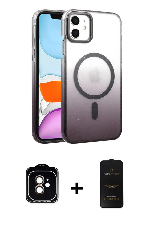 ieg™ iPhone 11 Kılıf Ahenk Doku Özel Seri - Siyah 6D Antistatik Mat Seramik Hayalet Nano Ekran Koruy