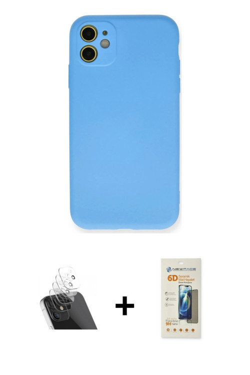 ieg™ iPhone 11 Kılıf Ahenk Serisi - Siyah 6D Mat Seramik Hayalet Nano Ekran Koruyucu + Şeffaf Kamera