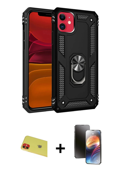 ieg™ iPhone 11 Kılıf Ahenk Klasik Koleksiyonu - Siyah 3D Antistatik Mat Seramik Nano Ekran Koruyucu