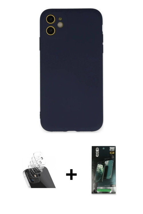 ieg™ iPhone 11 Kılıf Ahenk Serisi - Şeffaf 360 Full Body Arka Koruyucu + Şeffaf Kamera Lens Koruma C