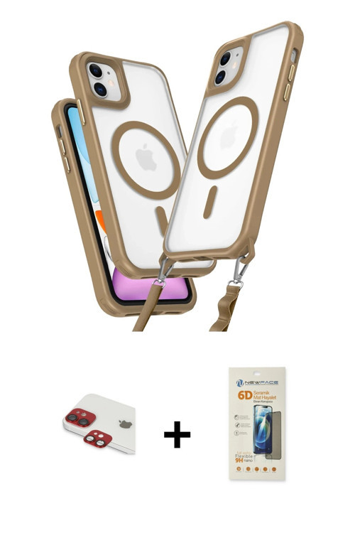 ieg™ iPhone 11 Kılıf Atlas Doku Koleksiyonu - Siyah 6D Mat Seramik Hayalet Nano Ekran Koruyucu + Kır
