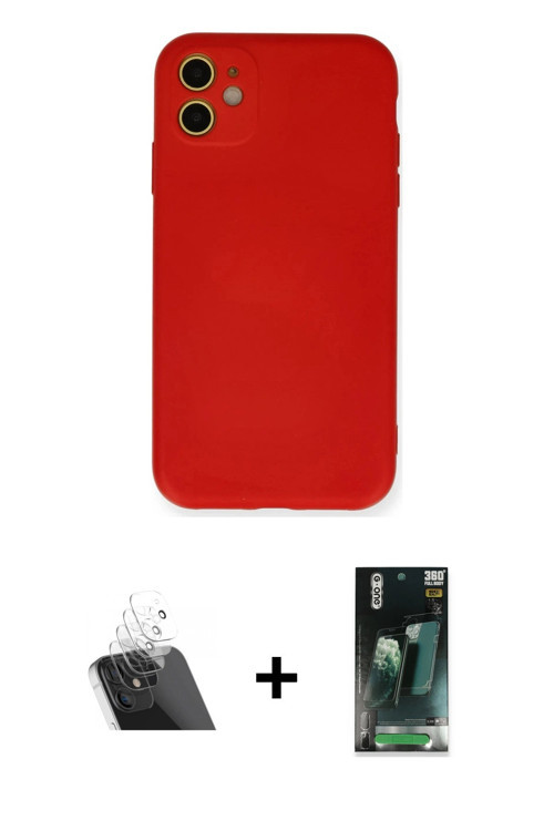 ieg™ iPhone 11 Kılıf Ahenk Serisi - Şeffaf 360 Full Body Arka Koruyucu + Şeffaf Kamera Lens Koruma C