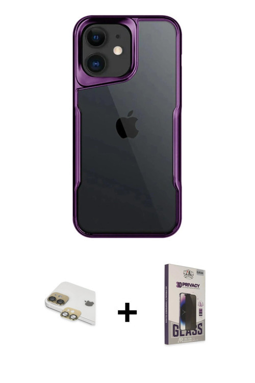ieg™ iPhone 11 Kılıf Akış Çizgi Koleksiyonu - Siyah Bilvis Hayalet Cam Ekran Koruyucu + Gold Pers Al