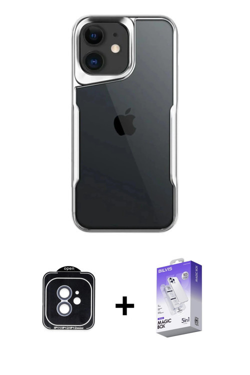 ieg™ iPhone 11 Kılıf Akış Çizgi Koleksiyonu - Siyah Bilvis 5in1 3D Magic Cam Ekran Koruyucu + Mavi P