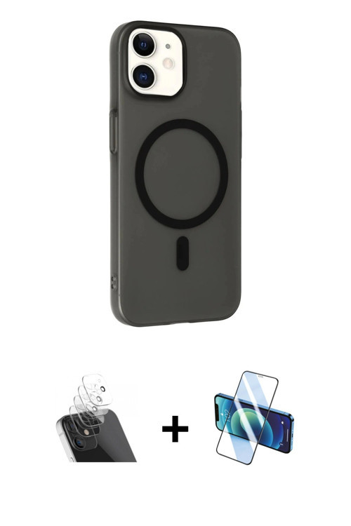 ieg™ iPhone 11 Kılıf Çekirdek Modern Prime - Siyah 3D Antistatik Seramik Nano Ekran Koruyucu + Şeffa