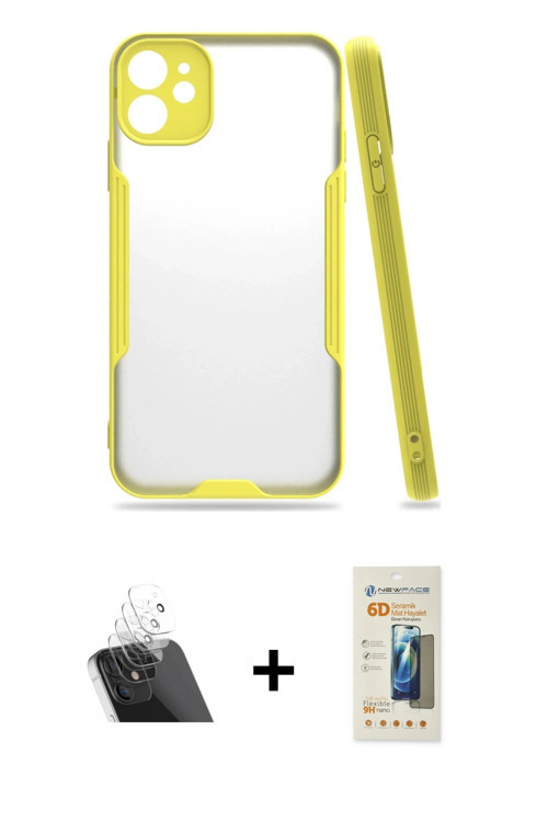 ieg™ iPhone 11 Kılıf Atlas Asil Serisi - Siyah 6D Mat Seramik Hayalet Nano Ekran Koruyucu + Şeffaf K