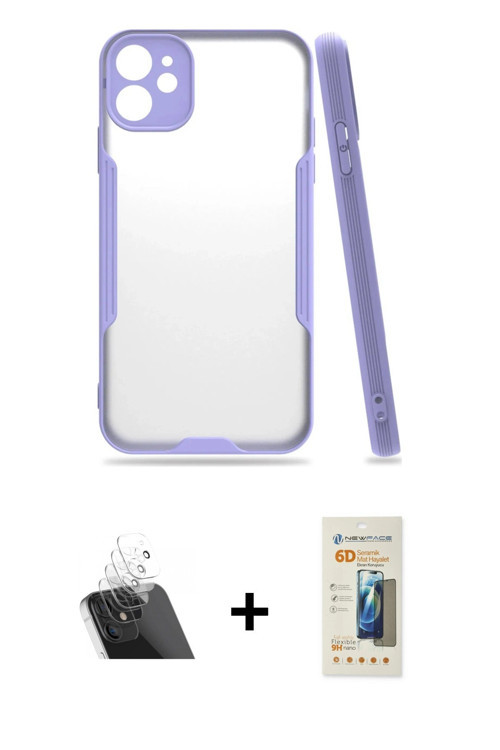 ieg™ iPhone 11 Kılıf Atlas Asil Serisi - Siyah 6D Mat Seramik Hayalet Nano Ekran Koruyucu + Şeffaf K