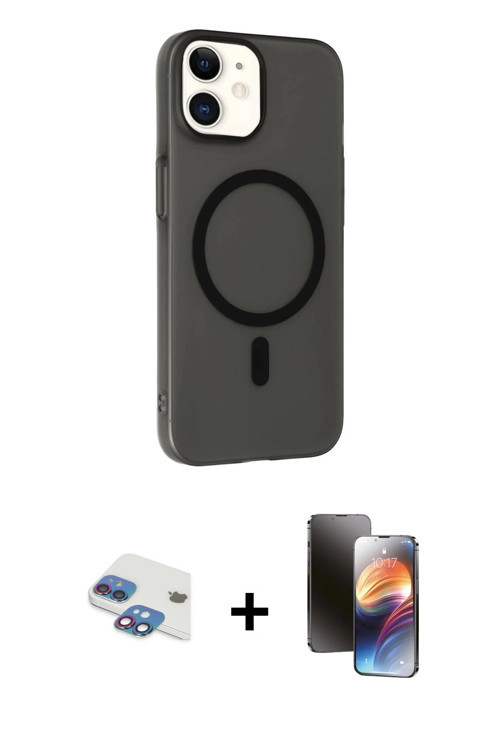 ieg™ iPhone 11 Kılıf Çekirdek Modern Prime - Siyah 3D Antistatik Mat Seramik Nano Ekran Koruyucu + G