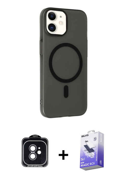iPhone 11 Kılıf Çekirdek Modern Prime - Siyah Bilvis 5in1 5D Magic Hayalet Cam Ekran Koruyucu +