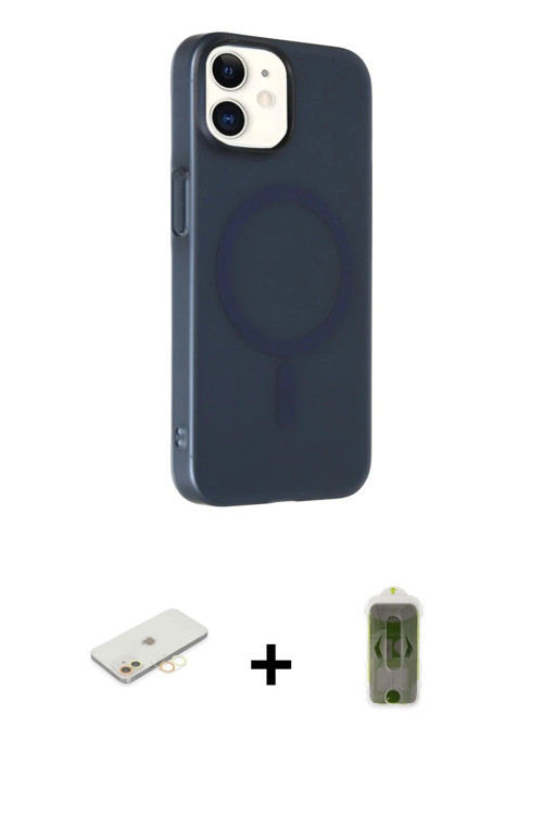 ieg™ iPhone 11 Kılıf Çekirdek Modern Prime - Siyah Joko Magic 5D Hayalet Cam + Sarı Renkli Kamera Le