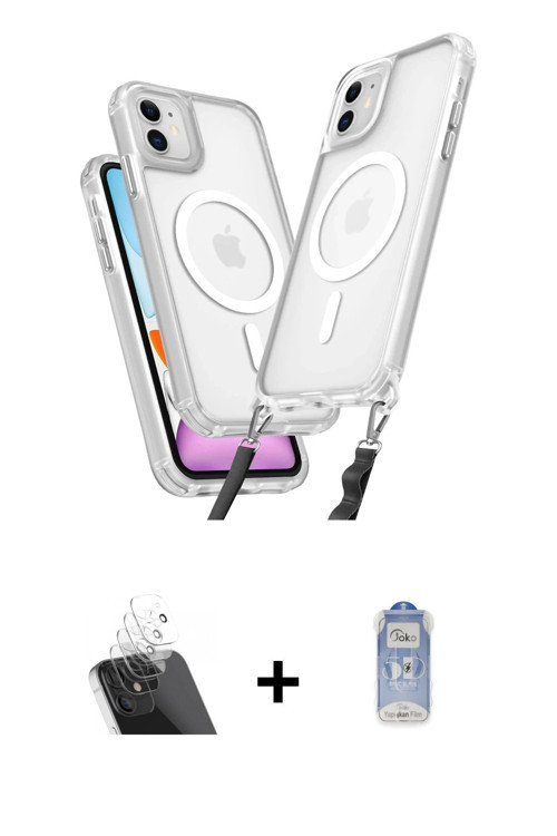 ieg™ iPhone 11 Kılıf Atlas Doku Koleksiyonu - Siyah Joko Magic 5D Cam + Şeffaf Kamera Lens Koruma Ca