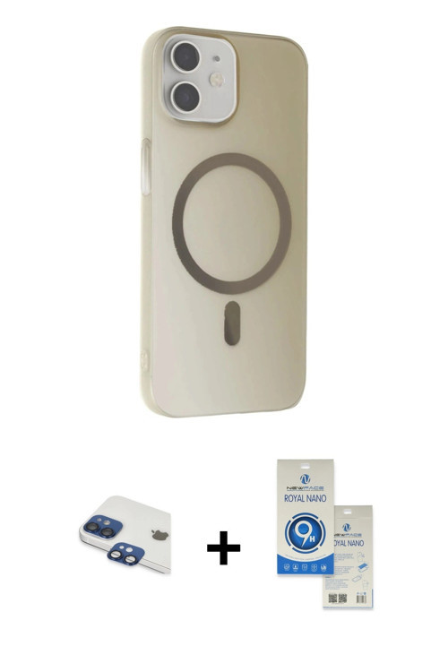 ieg™ iPhone 11 Kılıf Çekirdek Modern Prime - Şeffaf Royal Nano Ekran Koruyucu + Lacivert Pers Alümin