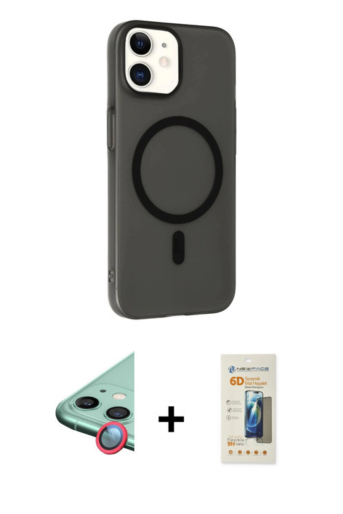 ieg™ iPhone 11 Kılıf Çekirdek Modern Prime - Siyah 6D Mat Seramik Hayalet Nano Ekran Koruyucu + Kırm