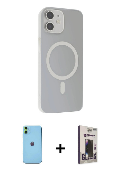 ieg™ iPhone 11 Kılıf Çekirdek Modern Prime - Siyah Bilvis Hayalet Cam Ekran Koruyucu + Yeşil Neon Fo