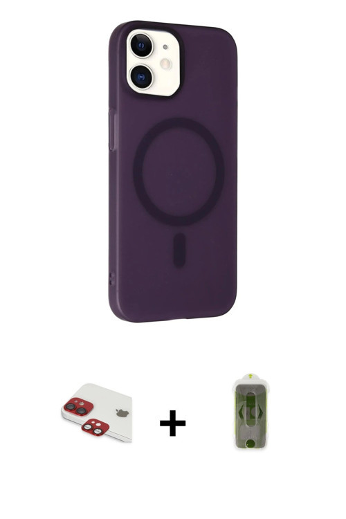 ieg™ iPhone 11 Kılıf Çekirdek Modern Prime - Siyah Joko Magic 5D Hayalet Cam + Kırmızı Pers Alüminyu