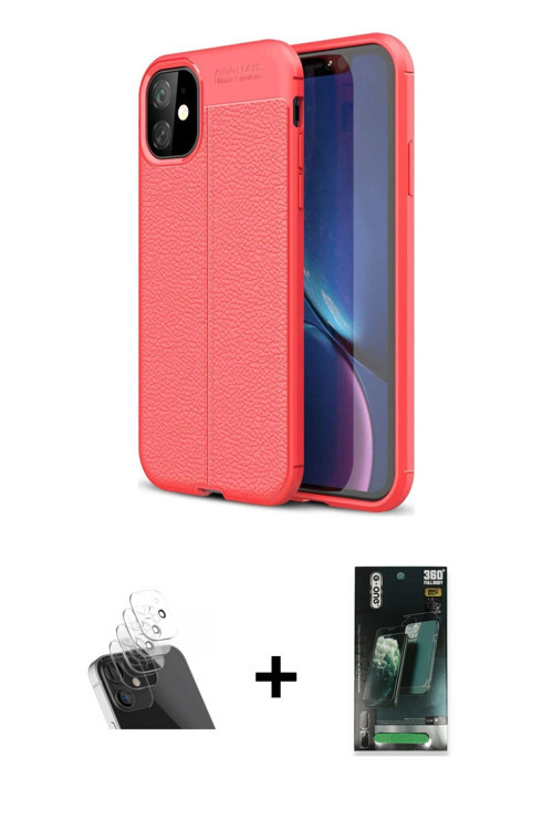 ieg™ iPhone 11 Kılıf Doruk Klasik Özel Seri - Siyah 360 Mat Full Body Arka Koruyucu + Şeffaf Kamera