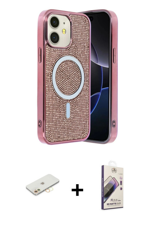 iPhone 11 Kılıf Eksen Çizgi - Siyah Bilvis 3D Mat Cam Ekran Koruyucu + Sarı Renkli Kamera Lens