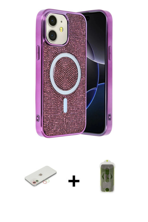 ieg™ iPhone 11 Kılıf Eksen Çizgi - Siyah Joko Magic 5D Hayalet Cam + Yeşil Renkli Kamera Lens Koruma