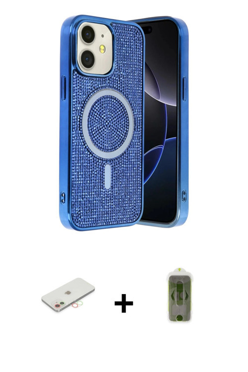ieg™ iPhone 11 Kılıf Eksen Çizgi - Siyah Joko Magic 5D Hayalet Cam + Yeşil Renkli Kamera Lens Koruma