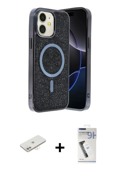 ieg™ iPhone 11 Kılıf Eksen Çizgi - Şeffaf Uv Polymer Nano Ekran Koruyucu + Yeşil Renkli Kamera Lens