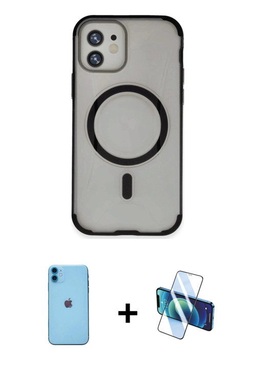 ieg™ iPhone 11 Kılıf Eksen Klasik Koleksiyonu - Siyah 3D Antistatik Seramik Nano Ekran Koruyucu + Ma