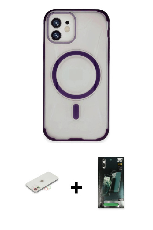ieg™ iPhone 11 Kılıf Eksen Klasik Koleksiyonu - Siyah 360 Mat Full Body Arka Koruyucu + Yeşil Renkli
