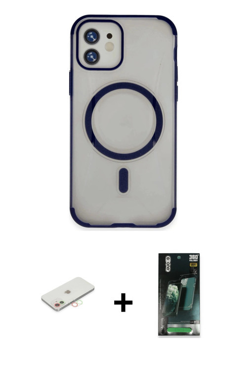 ieg™ iPhone 11 Kılıf Eksen Klasik Koleksiyonu - Siyah 360 Mat Full Body Arka Koruyucu + Yeşil Renkli