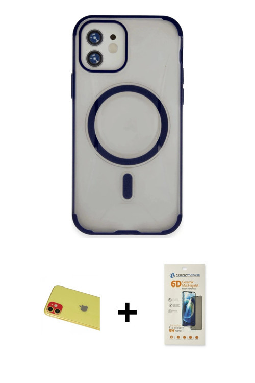 ieg™ iPhone 11 Kılıf Eksen Klasik Koleksiyonu - Siyah 6D Mat Seramik Hayalet Nano Ekran Koruyucu + K
