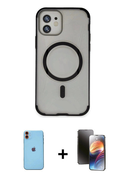 ieg™ iPhone 11 Kılıf Eksen Klasik Koleksiyonu - Siyah 3D Antistatik Mat Seramik Nano Ekran Koruyucu