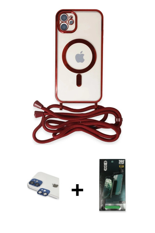 ieg™ iPhone 11 Kılıf Eksen Özel Seri - Siyah 360 Mat Full Body Arka Koruyucu + Lacivert Pers Alüminy