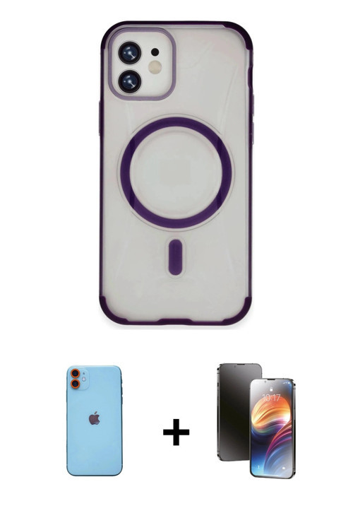 ieg™ iPhone 11 Kılıf Eksen Klasik Koleksiyonu - Siyah 3D Antistatik Mat Seramik Nano Ekran Koruyucu
