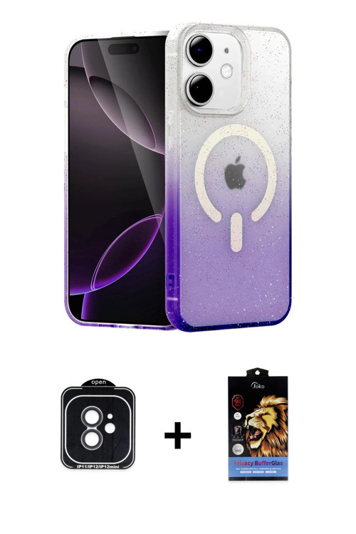 ieg™ iPhone 11 Kılıf Eksen Minimal Özel Seri - Siyah Buffer Hayalet Cam Ekran Koruyucu + Siyah PVD M