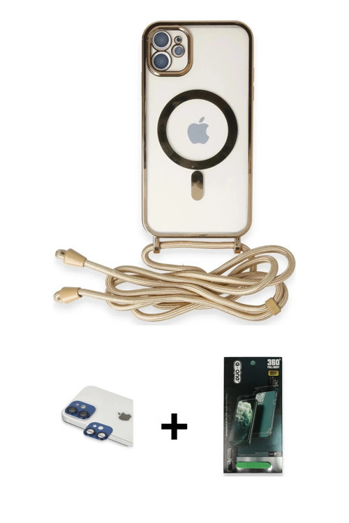 ieg™ iPhone 11 Kılıf Eksen Özel Seri - Siyah 360 Mat Full Body Arka Koruyucu + Lacivert Pers Alüminy