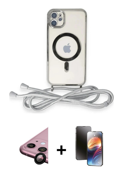 ieg™ iPhone 11 Kılıf Eksen Özel Seri - Siyah 3D Antistatik Mat Seramik Nano Ekran Koruyucu + Siyah R