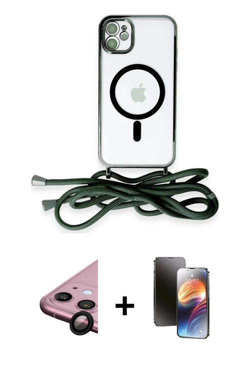 ieg™ iPhone 11 Kılıf Eksen Özel Seri - Siyah 3D Antistatik Mat Seramik Nano Ekran Koruyucu + Siyah R