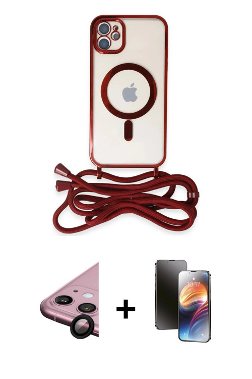 ieg™ iPhone 11 Kılıf Eksen Özel Seri - Siyah 3D Antistatik Mat Seramik Nano Ekran Koruyucu + Siyah R