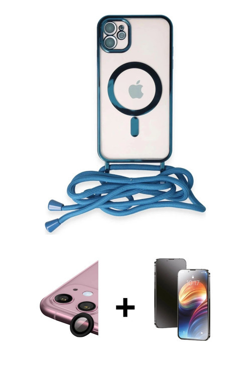 ieg™ iPhone 11 Kılıf Eksen Özel Seri - Siyah 3D Antistatik Mat Seramik Nano Ekran Koruyucu + Siyah R