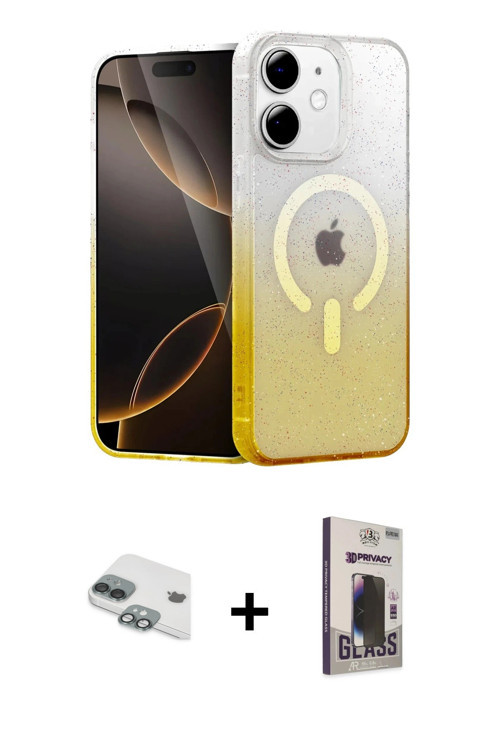 ieg™ iPhone 11 Kılıf Eksen Minimal Özel Seri - Siyah Bilvis Hayalet Cam Ekran Koruyucu + Yeşil Pers